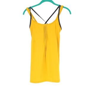 Lole Golden Yellow Gray Built In Bra Sleeveless Athleisure Work Out Top Size XS